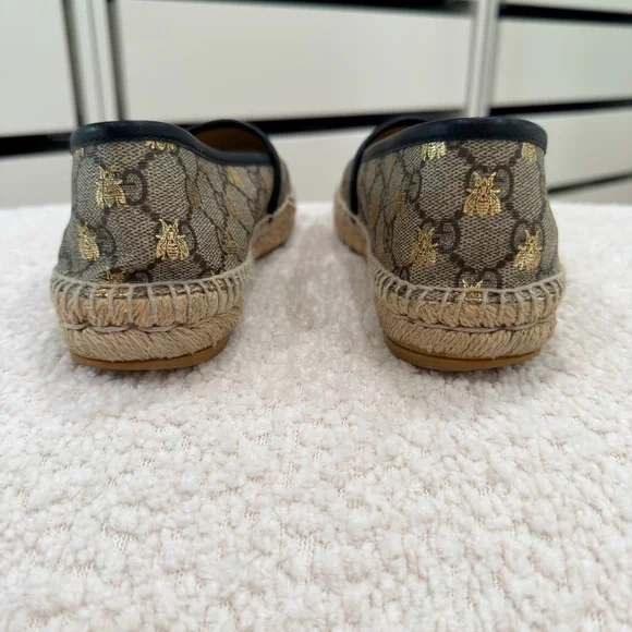 Gucci Beige and Gold Bee Espadrilles 35 - Picture 6 of 11